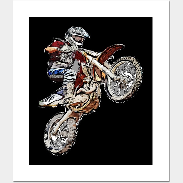 Motocross motorcycle biker gift Wall Art by T-Shirt Dealer